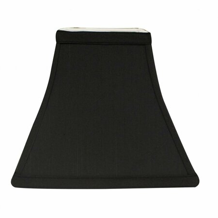 HOMEROOTS 8 in. Black with White Lining Square Bell Shantung Lampshade 469974